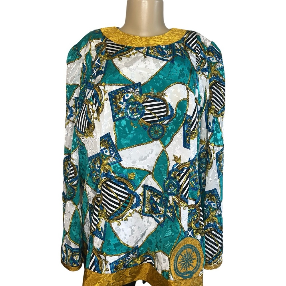 Vintage 80s Jo Hanna York Nautical Theme Blouse